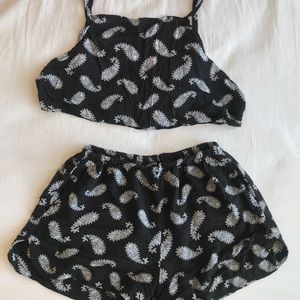 brandy melville two piece paisley set